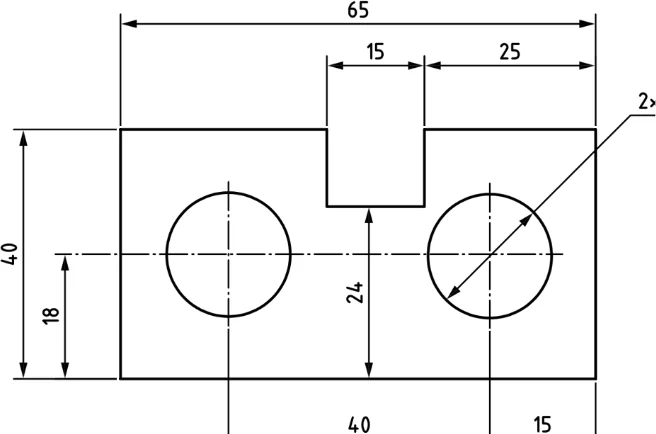 Linhas de dimensão mostradas sem interrupção