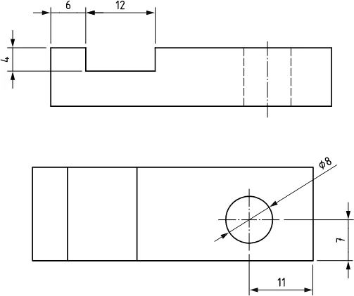 Exemplo de posicionamento das dimensões
