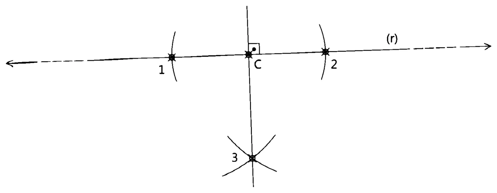Reta perpendicular a um ponto interno de uma reta
